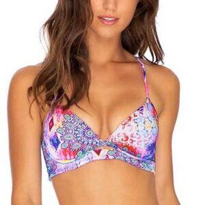 NWT Luli Fama Pink Lagoon UNDERWIRE TOP Medium